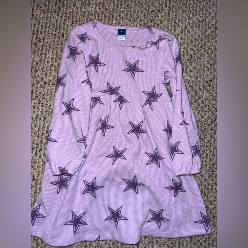 Toddler Long Sleeve Purple Star Dress